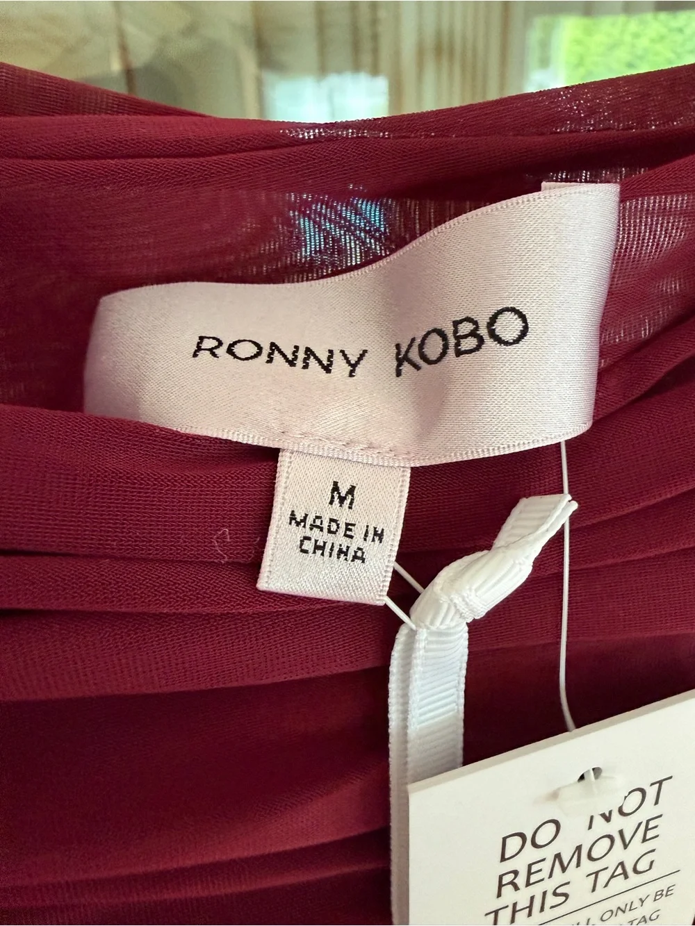 Ronny Kobo Collection Burgundy Ruched Long-Sleeve Zarina Bodysuit - Picture 5 of 8